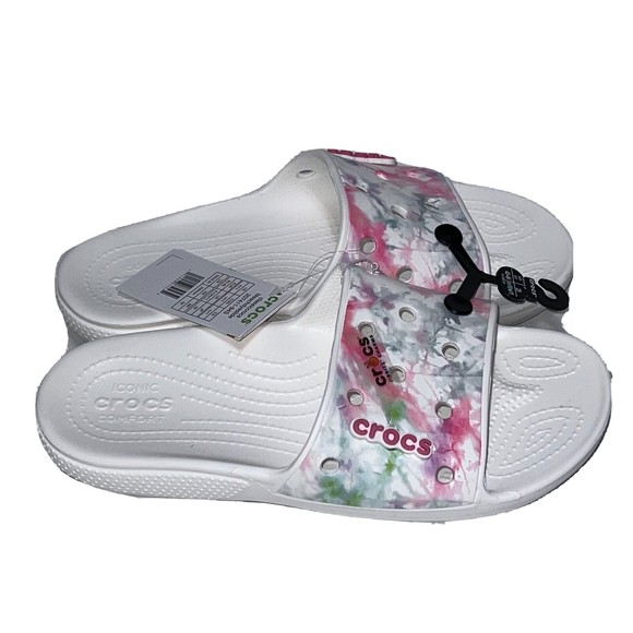 Crocs Classic Bleach Dye Slide Sandals White 207411-94S White Size M11 New main image 11